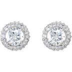 Round 4-Prong Halo-Style Earrings