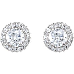 Round 4-Prong Halo-Style Earrings