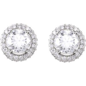 Round 4-Prong Halo-Style Earrings