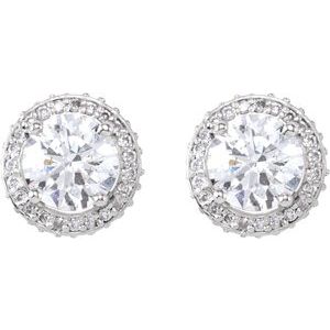 Round 4-Prong Halo-Style Earrings