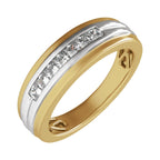 Accented Stepped-Edge Comfort-Fit Tapered Band with Satin Finish