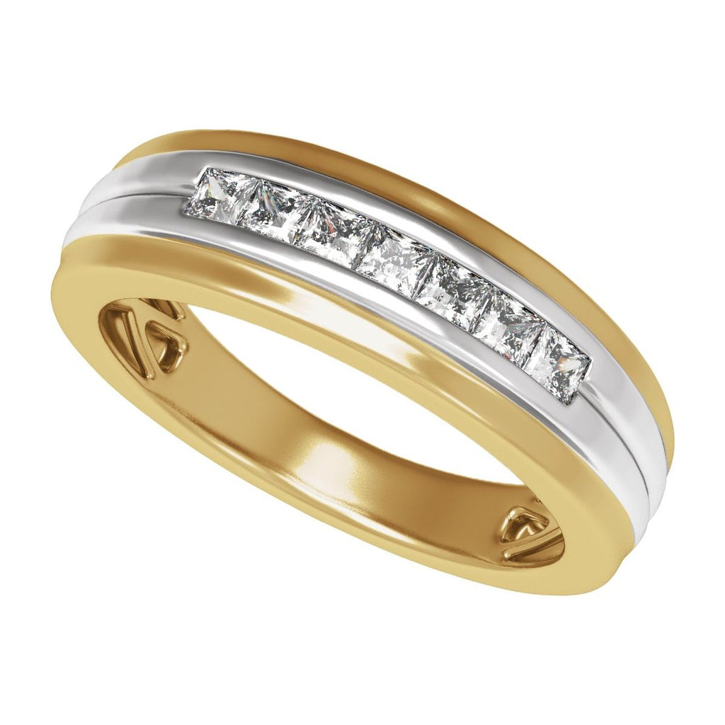 Accented Stepped-Edge Comfort-Fit Tapered Band with Satin Finish