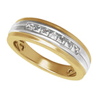 Accented Stepped-Edge Comfort-Fit Tapered Band with Satin Finish