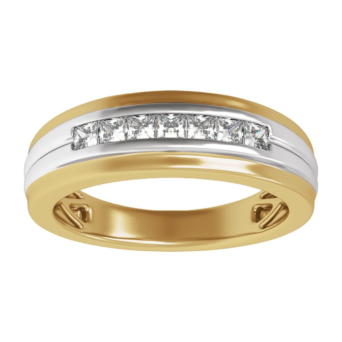 Accented Stepped-Edge Comfort-Fit Tapered Band with Satin Finish