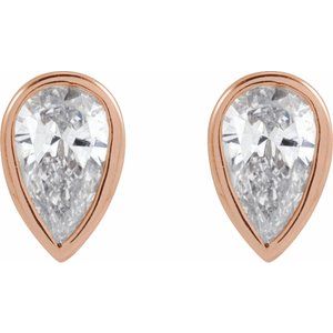 Pear Bezel-Set Stud Earrings