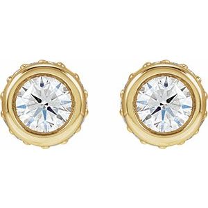 Hidden Halo-Style Bezel-Set Stud Earrings