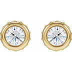 Hidden Halo-Style Bezel-Set Stud Earrings
