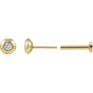 Round Bezel-Set Stud Earrings