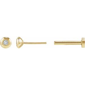 Round Bezel-Set Stud Earrings