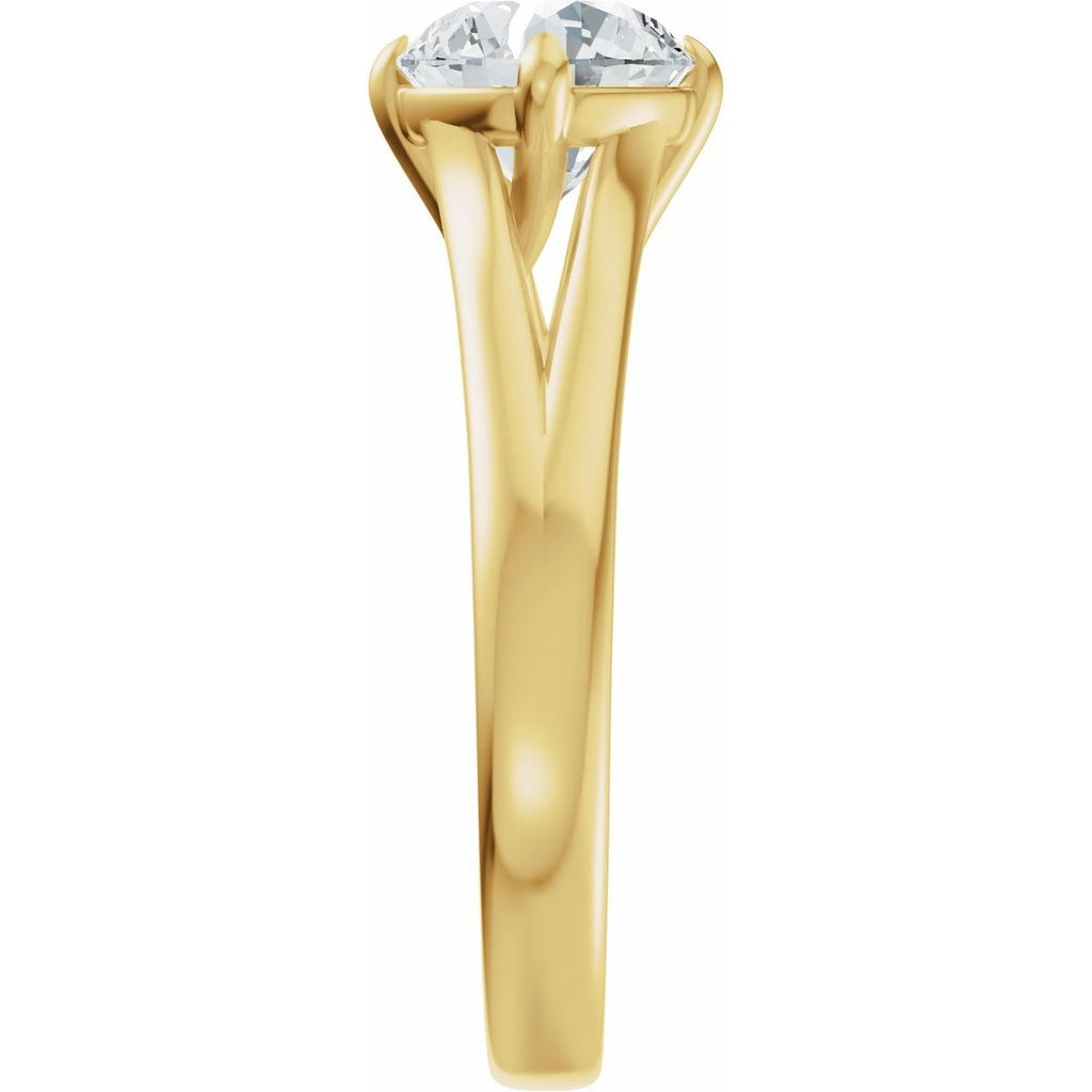Claw-Prong Split Shank Solitaire Engagement Ring or Band
