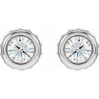 Hidden Halo-Style Bezel-Set Stud Earrings