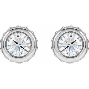 Hidden Halo-Style Bezel-Set Stud Earrings