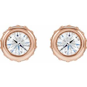 Hidden Halo-Style Bezel-Set Stud Earrings