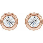 Hidden Halo-Style Bezel-Set Stud Earrings