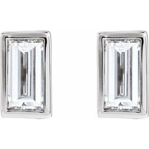 Straight Baguette Bezel-Set Stud Earrings