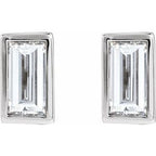 Straight Baguette Bezel-Set Stud Earrings