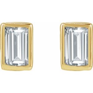 Straight Baguette Bezel-Set Stud Earrings