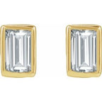Straight Baguette Bezel-Set Stud Earrings