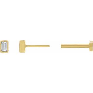 Straight Baguette Bezel-Set Stud Earrings