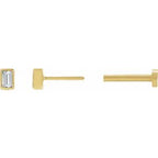 Straight Baguette Bezel-Set Stud Earrings