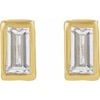 Straight Baguette Bezel-Set Stud Earrings