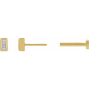 Straight Baguette Bezel-Set Stud Earrings