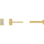 Straight Baguette Bezel-Set Stud Earrings