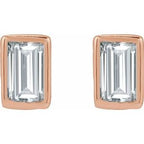 Straight Baguette Bezel-Set Stud Earrings