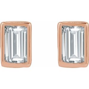 Straight Baguette Bezel-Set Stud Earrings