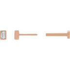 Straight Baguette Bezel-Set Stud Earrings