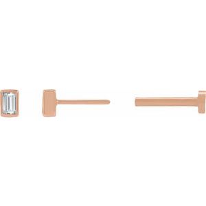 Straight Baguette Bezel-Set Stud Earrings