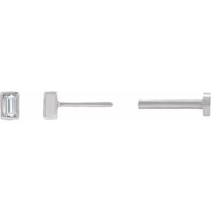 Straight Baguette Bezel-Set Stud Earrings