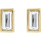 Straight Baguette Bezel-Set Stud Earrings