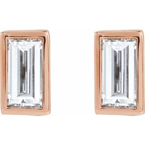 Straight Baguette Bezel-Set Stud Earrings