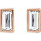 Straight Baguette Bezel-Set Stud Earrings