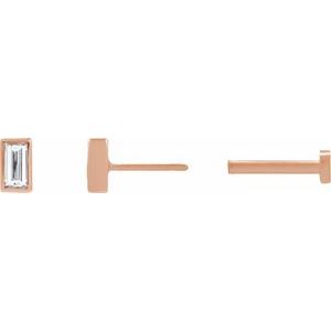 Straight Baguette Bezel-Set Stud Earrings