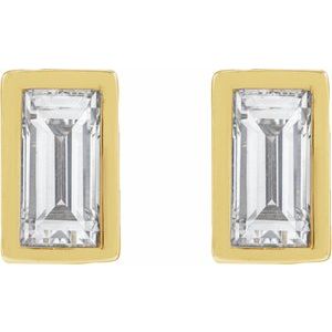 Straight Baguette Bezel-Set Stud Earrings