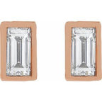 Straight Baguette Bezel-Set Stud Earrings
