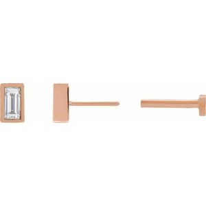 Straight Baguette Bezel-Set Stud Earrings