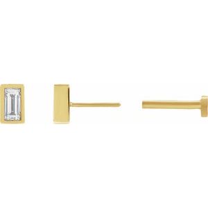 Straight Baguette Bezel-Set Stud Earrings