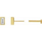 Straight Baguette Bezel-Set Stud Earrings