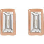 Straight Baguette Bezel-Set Stud Earrings