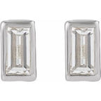 Straight Baguette Bezel-Set Stud Earrings
