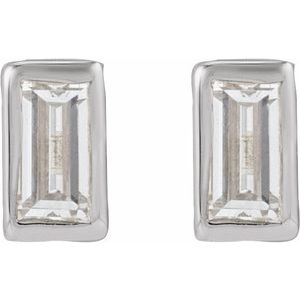 Straight Baguette Bezel-Set Stud Earrings
