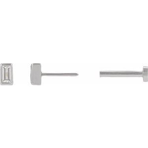 Straight Baguette Bezel-Set Stud Earrings
