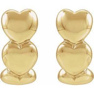 Electroform Puffed Hearts J-Hoop Earrings