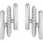 Beaded Stacked Triple Hoop Earrings