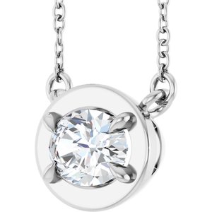 Claw-Prong Solitaire Bezel-Style Necklace or Center
