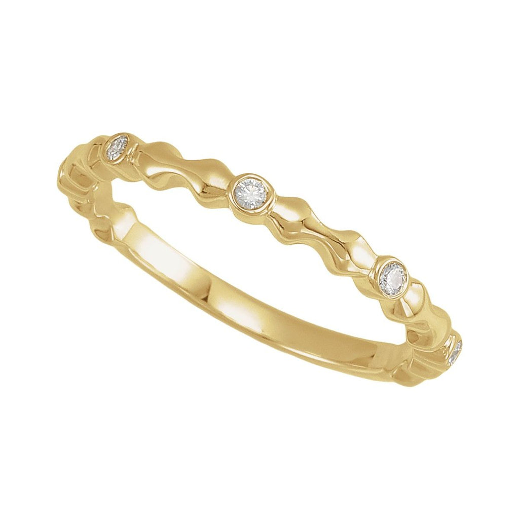 Bezel-Set Sculptural Anniversary Band with Bead Blast/Matte Finish