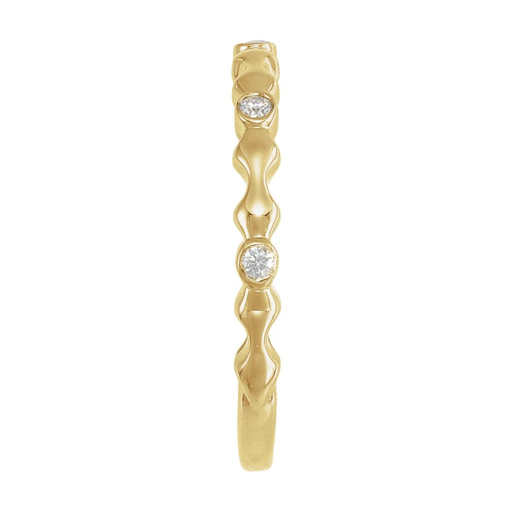 Bezel-Set Sculptural Anniversary Band with Bead Blast/Matte Finish
